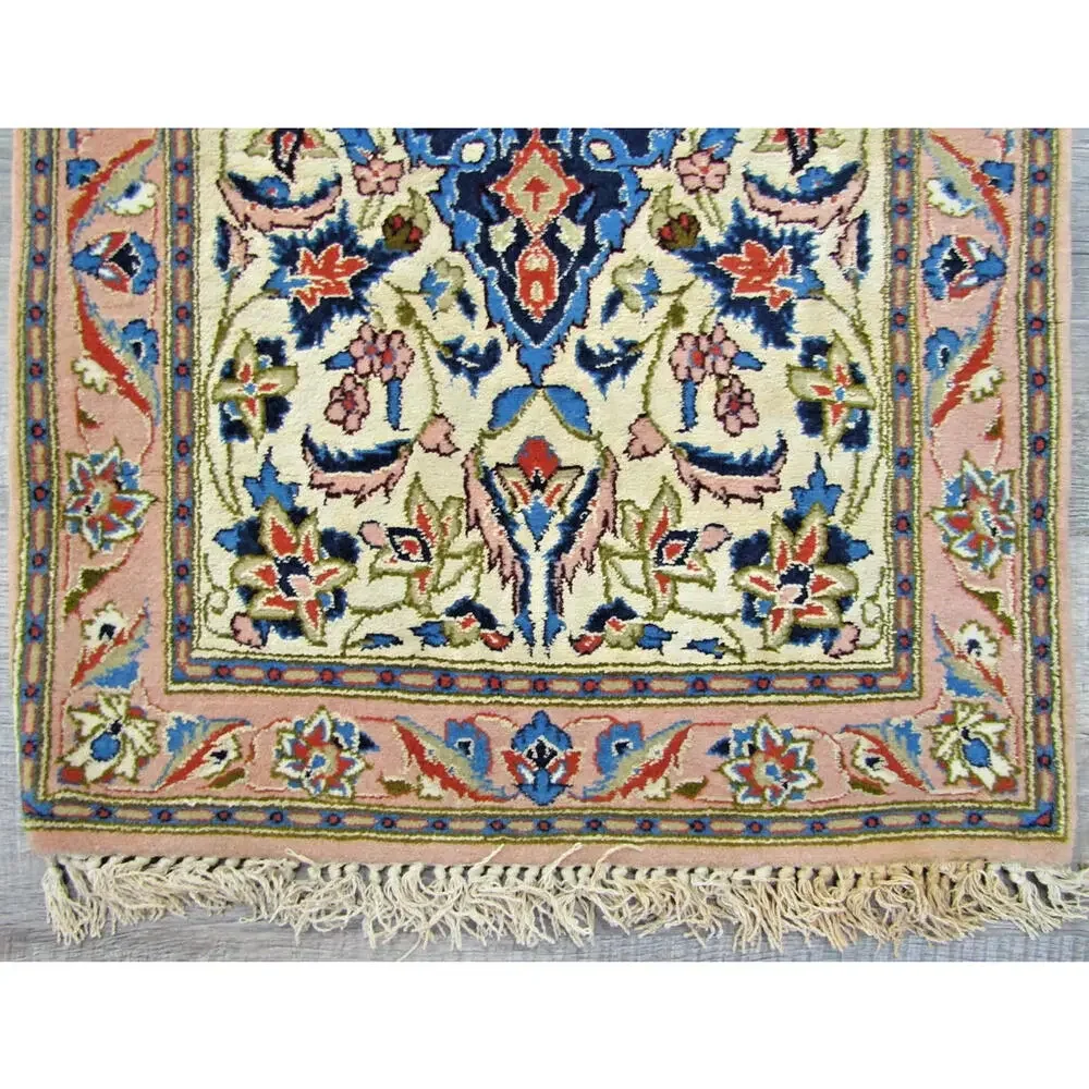 Antique Hand Knotted Rug Floral Pattern with Central Medallion 29 x 19